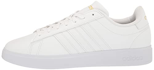 adidas Women's Grand Court 2.0 Tennis Shoe, FTWR White/FTWR White/Gold Metallic, 8.5