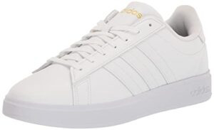 adidas women's grand court 2.0 tennis shoe, ftwr white/ftwr white/gold metallic, 8.5