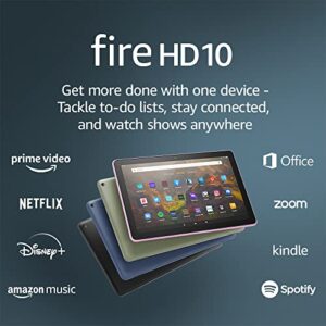 Fire HD 10 tablet, 10.1", 1080p Full HD, 32 GB, latest model (2021 release), Olive, without lockscreen ads