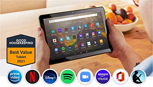 Fire HD 10 tablet, 10.1", 1080p Full HD, 32 GB, latest model (2021 release), Olive, without lockscreen ads