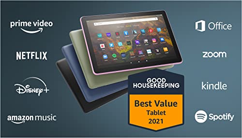 Fire HD 10 tablet, 10.1", 1080p Full HD, 32 GB, latest model (2021 release), Olive, without lockscreen ads