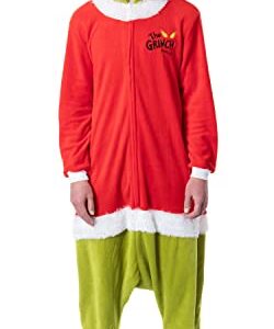 MJC International Mens The Grinch Santa Hooded Costume Union Suit One-Piece Pajama (Small) Multicolor