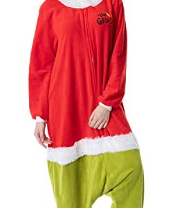 MJC International Mens The Grinch Santa Hooded Costume Union Suit One-Piece Pajama (Small) Multicolor