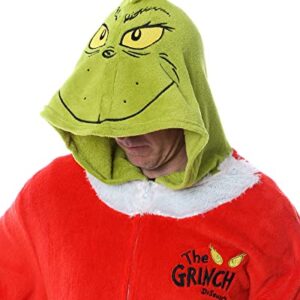 MJC International Mens The Grinch Santa Hooded Costume Union Suit One-Piece Pajama (Small) Multicolor