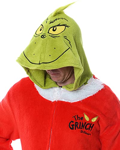 MJC International Mens The Grinch Santa Hooded Costume Union Suit One-Piece Pajama (Small) Multicolor