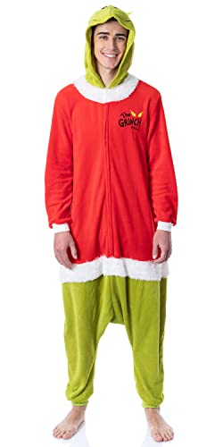 MJC International Mens The Grinch Santa Hooded Costume Union Suit One-Piece Pajama (Small) Multicolor