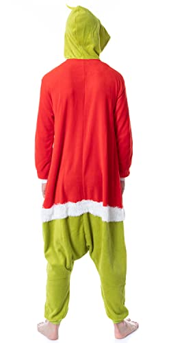 MJC International Mens The Grinch Santa Hooded Costume Union Suit One-Piece Pajama (Small) Multicolor