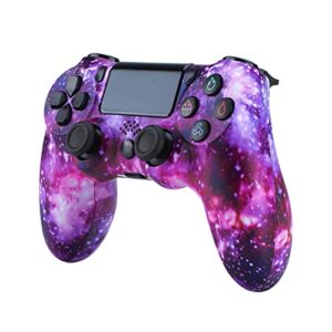 Wireless PS4 Controller, Game Controller for Playstation 4 with Dual Vibration and Charging Cable (Purple Galaxy)