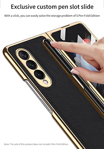 SHIEID Samsung Z Fold 3 Case with S Pen Holder, Galaxy Fold 3 Case Exculsive Custom Pen Slot Slide Phone Case Compatible with Samsung Galaxy Z Fold 3 5G, Carbon Fiber Pattern