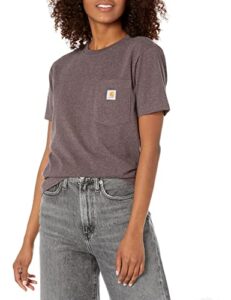 carhartt womens t-shirt wk87 workwear pocket short sleeve t shirt regular sizes , blackberry heather, xx-large us