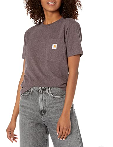 Carhartt womens T-shirt WK87 Workwear Pocket Short Sleeve T Shirt Regular Sizes , Blackberry Heather, XX-Large US