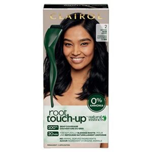 clairol root touch-up by natural instincts permanent hair dye, 2 black hair color, pack of 1