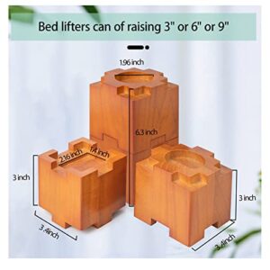 Kasiden Wood Bed Risers, Stackable Furniture Risers-Heights 3 or 6 Inch Heavy Duty Risers for Sofa, Table, Couch Chair (Set of 4 Riser, Brown)