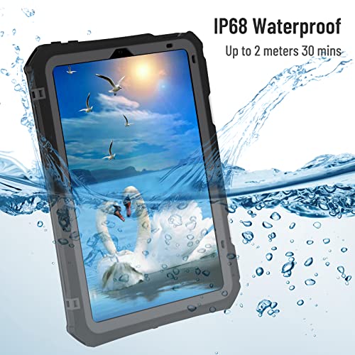 iPad Mini 6 Case - Waterproof Case for iPad Mini 6th Generation 2021 8.3 Inch Shockproof Full Body Protection 6th Gen iPad Mini 6 Tablet Case with Built in Screen Protector Strap Pen Holder Black