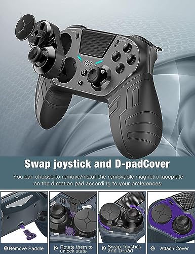 【April 2023 Newly Updated Version】 TJPD Wireless Game Set with 3 programmable Back Buttons and 1 Sensitivity Control Back Button (Black)