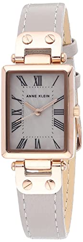 Anne Klein Women's Japanese Quartz Dress Watch with Leather Strap, Gray, 12 (Model: AK/3752RGTP)