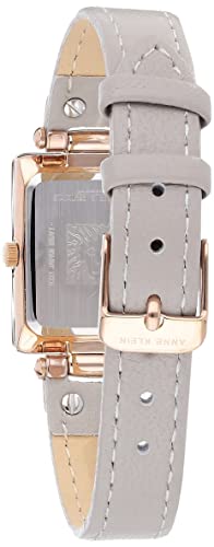 Anne Klein Women's Japanese Quartz Dress Watch with Leather Strap, Gray, 12 (Model: AK/3752RGTP)