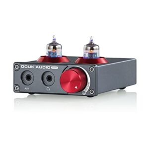 douk audio t4 pro vacuum tube phono preamp, mm turntable preamplifier, ge5654 hi-fi headphone amp for home theater/record player/stereo amplifier/active speaker