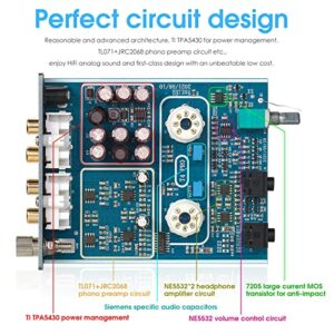 Douk Audio T4 PRO Vacuum Tube Phono Preamp, MM Turntable Preamplifier, GE5654 Hi-Fi Headphone Amp for Home Theater/Record Player/Stereo Amplifier/Active Speaker