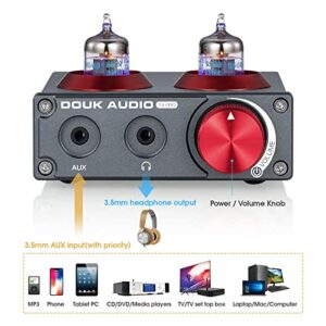 Douk Audio T4 PRO Vacuum Tube Phono Preamp, MM Turntable Preamplifier, GE5654 Hi-Fi Headphone Amp for Home Theater/Record Player/Stereo Amplifier/Active Speaker