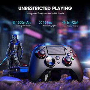 Wireless Controller for PS4, 1300mAh Rechargeable Battery Game Controller for Playstation 4/Pro/Slim, Dual Vibration Game Joystick Controller/Headset Jack/ Six-axis Sensor Compatible with PS4 Console
