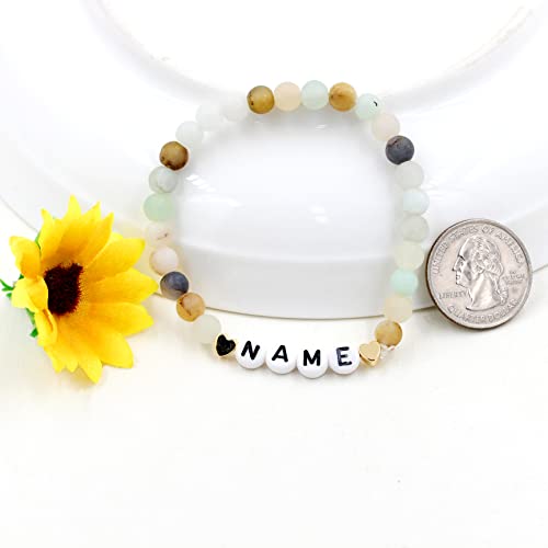 Custom Matte Amazonite Agate Stone Name Alphabet Bracelets Customized Name Letters Numbers Bracelets for Women Men Y1614