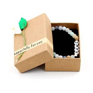 Custom Matte Amazonite Agate Stone Name Alphabet Bracelets Customized Name Letters Numbers Bracelets for Women Men Y1614