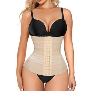 rgainon waist trainer for women shapewear tummy control waist cincher body shaper workout girdles slim belly band (beige, x-small)