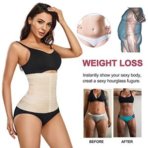 RGAINON Waist Trainer for Women Shapewear Tummy Control Waist Cincher Body Shaper Workout Girdles Slim Belly Band (Beige, X-Small)