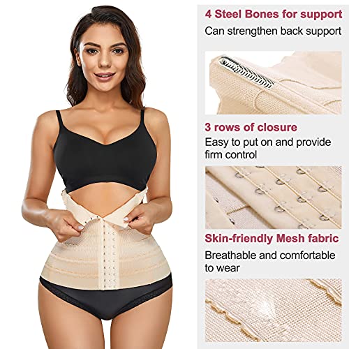 RGAINON Waist Trainer for Women Shapewear Tummy Control Waist Cincher Body Shaper Workout Girdles Slim Belly Band (Beige, X-Small)