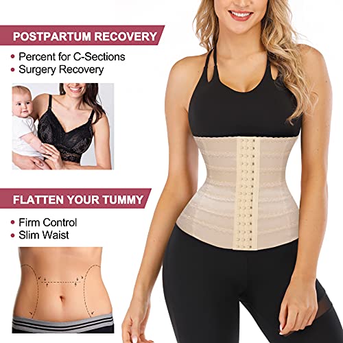 RGAINON Waist Trainer for Women Shapewear Tummy Control Waist Cincher Body Shaper Workout Girdles Slim Belly Band (Beige, X-Small)