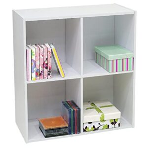 KB Designs 2-Tier Shelf Wood Bookcase Storage Organizer, White