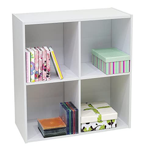 KB Designs 2-Tier Shelf Wood Bookcase Storage Organizer, White