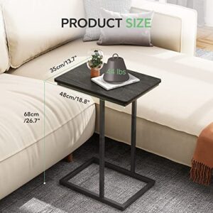 Novilla Side Table C-Shaped Slim End Table Small Side Snack Table for Living Room Bedroom Sofa Couch, Black