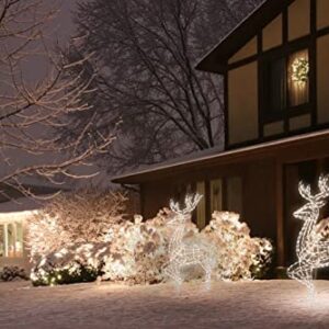 Aurio HCEB67C4GRTW 5.5ft. Christmas Indoor/Outdoor Deer Décor for Lawn, Yard and Front Garden Holiday Festive Decorations, 380 C4 Pure Twinkling LED Lights 4.5V 9W, White Metal Frame