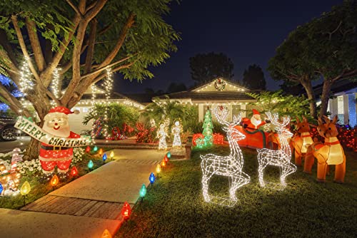 Aurio HCEB67C4GRTW 5.5ft. Christmas Indoor/Outdoor Deer Décor for Lawn, Yard and Front Garden Holiday Festive Decorations, 380 C4 Pure Twinkling LED Lights 4.5V 9W, White Metal Frame