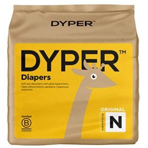 dyper viscose from bamboo baby diapers size newborn | honest ingredients | cloth alternative | day & overnight | made with plant-based* materials | hypoallergenic for sensitive newborn skin, unscented