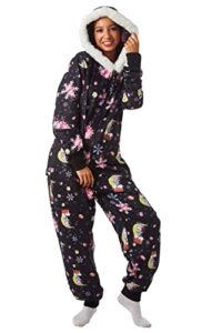 haikyuu women adult christmas onesie pajama long sleeve hooded kigurumi homewear costume outfits (large, santa black)