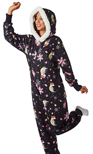 haikyuu Women Adult Christmas Onesie Pajama Long Sleeve Hooded Kigurumi Homewear Costume Outfits (large, Santa black)