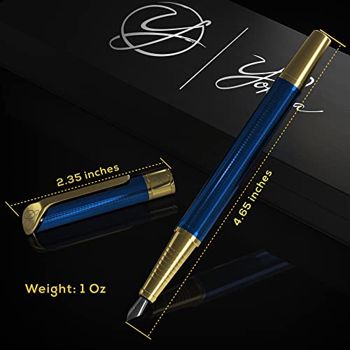 Yokra Fountain Pen Set with Ink and Converter (No Instructions Included)- Caligraphy Pens for Writing, Medium Nib, 6 Ink Cartridges (3 Black ink,3 Blue ink), Best Pens for Smooth Writing Journaling