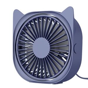personal desk fans small quiet - mini cute desk fan, usb powered, 3 wind speeds, 360° rotatable, little portable table fans fast cooling for home bedroom nightstand office work desktop dorm (blue)