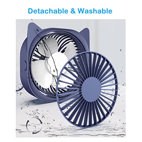 Personal Desk Fans Small Quiet - Mini Cute Desk Fan, USB Powered, 3 Wind Speeds, 360° Rotatable, Little Portable Table Fans Fast Cooling for Home Bedroom Nightstand Office Work Desktop Dorm (Blue)