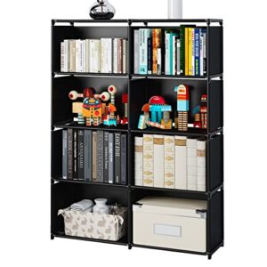 moyipin bookshelves, assembled storage rack, bedroom living room vertical cabinet bookshelf, double row 8-grid multi-functional storage equipment (black)