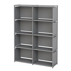 MOYIPIN Bookshelves, Assembled Storage Rack, Bedroom Living Room Vertical Cabinet Bookshelf, Double Row 8-Grid Multi-Functional Storage Equipment (Grey)