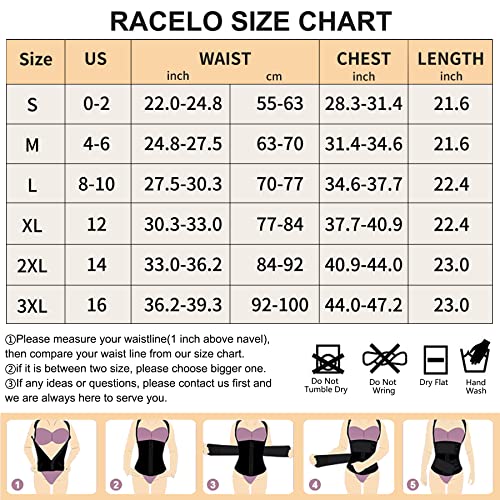 RACELO Women Waist Trainer Corset Vest Tummy Control Cincher Slimming Body Shaper Adjustable Workout Tank Top (Black, Small)