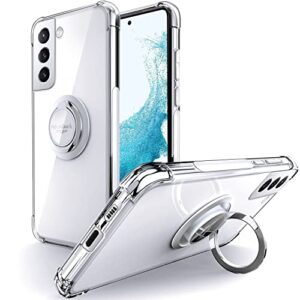 silverback for samsung galaxy s22 plus case clear with ring kickstand, protective soft tpu shock -absorbing bumper shockproof phone case for galaxy s22 plus -clear