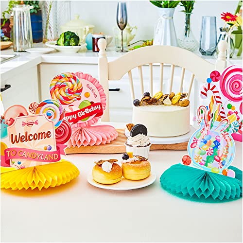 10 Pieces Candyland Party Decorations Candyland Table Centerpieces Candyland Table Decorations Candyland Honeycomb Centerpieces Candyland Decorations for Birthday Baby Shower Sweet Shop Party Supplies