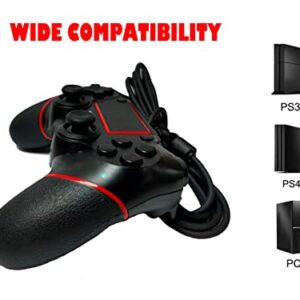 Wintek Inone PS-4 Wired Controller for PS-4/Pro/Slim/PC/Laptop, USB Plug Gamepad Joystick with Dual Vibration and Anti-Slip Grip, Professional USB PS-4 Wired Gamepad（Black & Red）