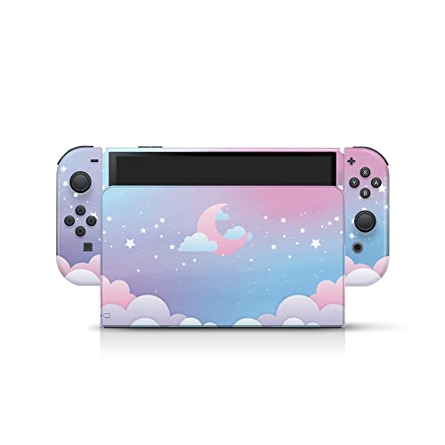 Tacky Design Clouds skin Compatible with Nintendo Switch OLED Skin - Premium Vinyl 3M Blue kawaii Nintendo Switch OLED Stickers set - Switch OLED Skin for Console, Dock, Joy Con Wrap - Decal Full Wrap