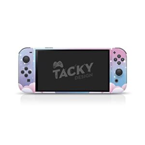 Tacky Design Clouds skin Compatible with Nintendo Switch OLED Skin - Premium Vinyl 3M Blue kawaii Nintendo Switch OLED Stickers set - Switch OLED Skin for Console, Dock, Joy Con Wrap - Decal Full Wrap
